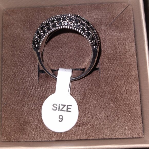 Aprilery Black Marcasite Elegant Ring, Size - 9 - Picture 7 of 8